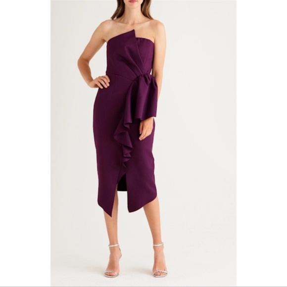 ELLIATT Reception Cascade Ruffle Strapless Cocktail Dress - Picture 1 of 4